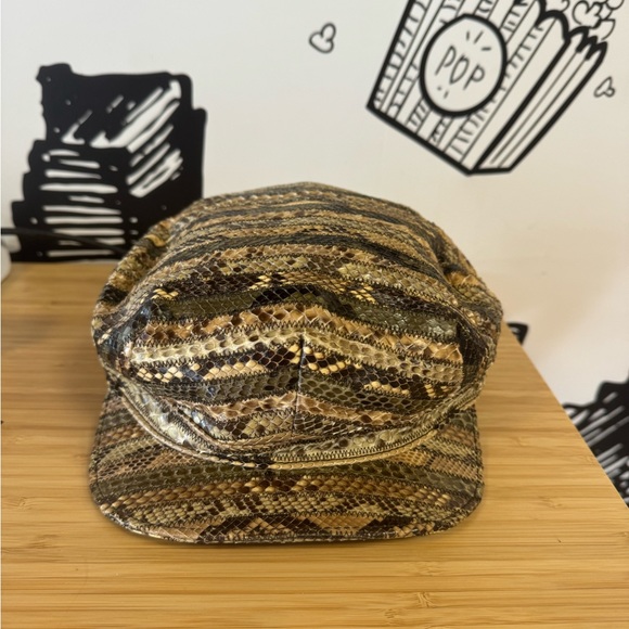 Prada original authentic unisex Hat Cap vintage Python Leather - Picture 1 of 10